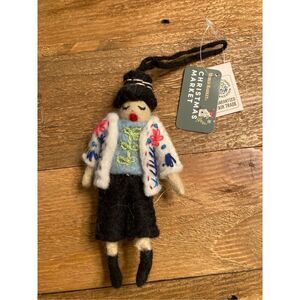 Christmas ornament World Market Nepal felt Doll NWT Fair Trade